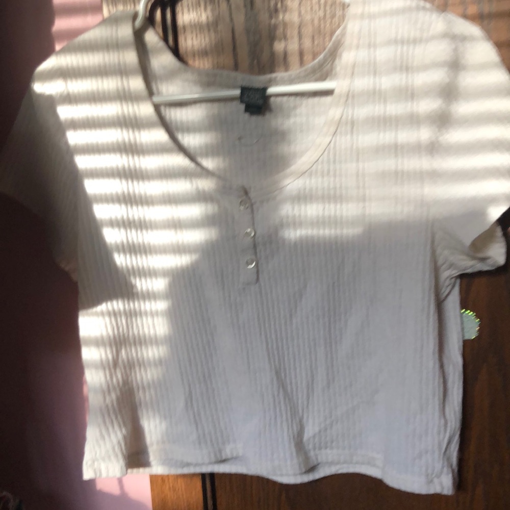 Cream short sleeve blouse